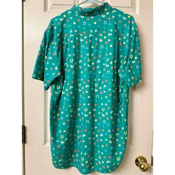 Tipsy Elves Lucky Charm Fitted Button Down Men’s Short Sleeve Shirt Large - Picture 6 of 12